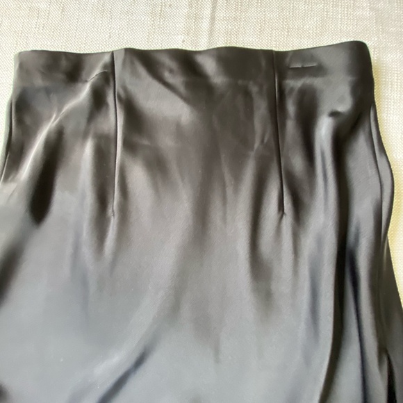 Rachel Zoe Black Satin Sheen Pull On Slip Casual Office Midi Skirt- Size- 4 - Picture 5 of 14